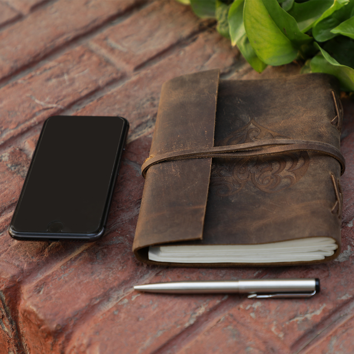 Heart Embossed Leather Journal for Women