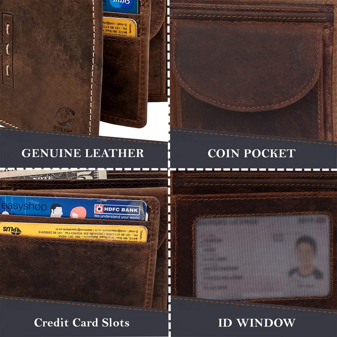 Le N°03' Couio. Stitchless Leather Bifold Wallet with Coin Pocket – Lejiled