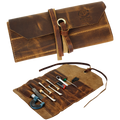 Genuine Leather Tool Roll Up Pouch- Handcrafted Tool Kit (10 Slots)