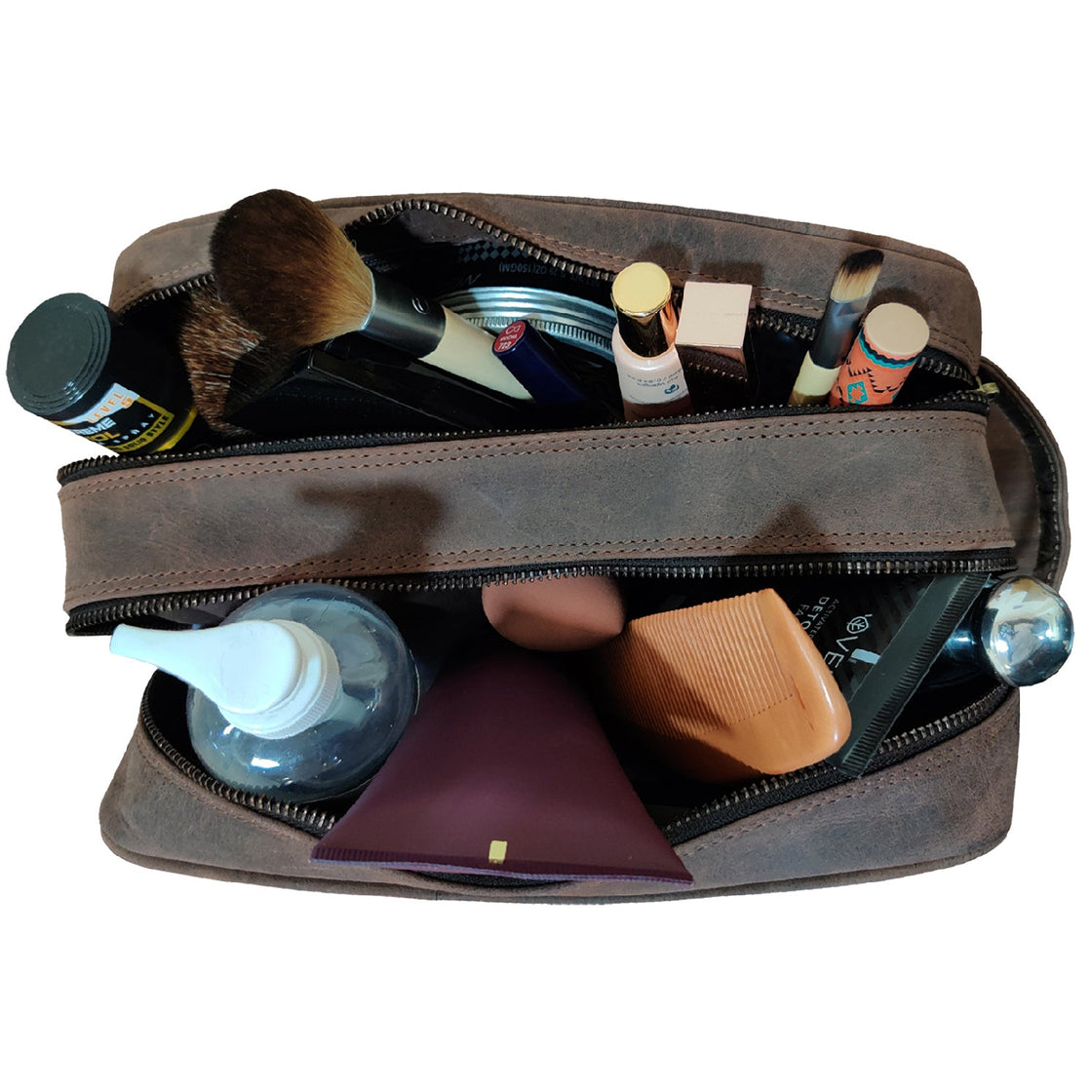 Johnny Men's Leather Travel Dopp Kit (Dark  Brown)