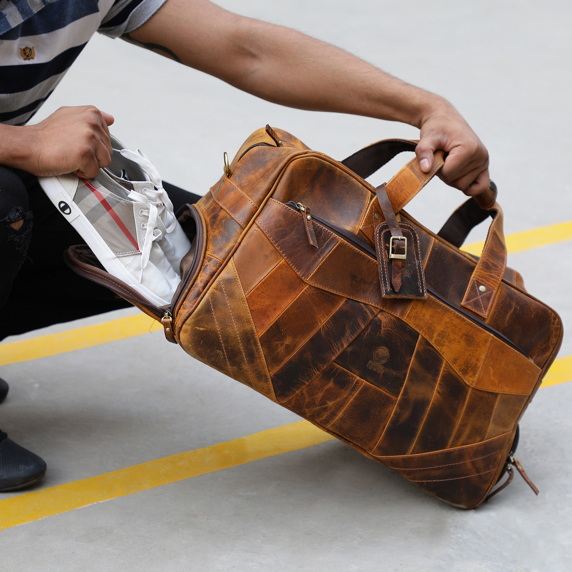 John Leather Travel Duffle Bag
