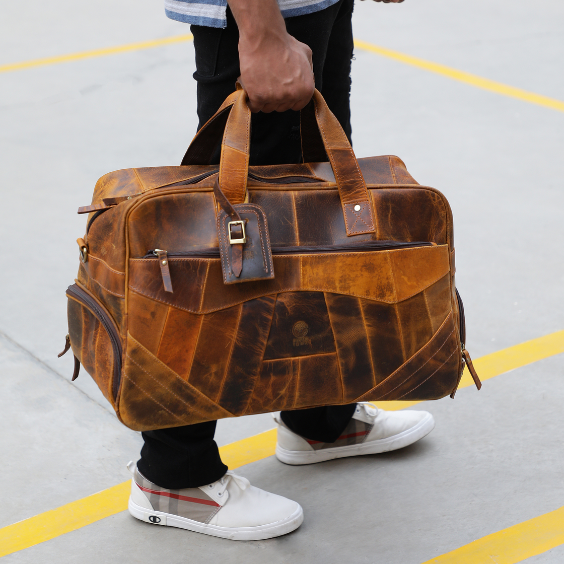 John Leather Travel Duffle Bag