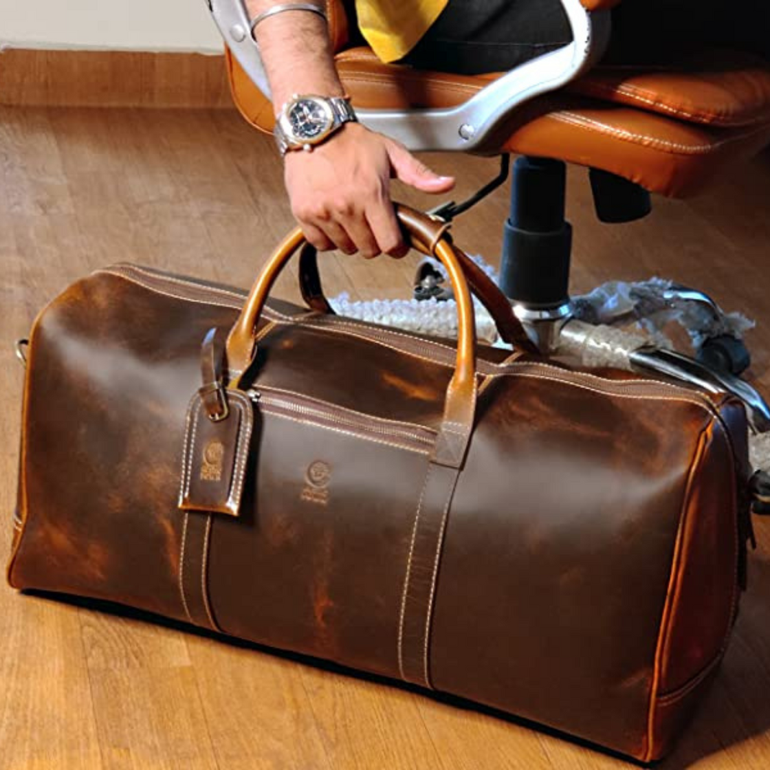 Roadstar Overnight Weekender Carry On Duffel Bag (24 Inches, Antique Brown)