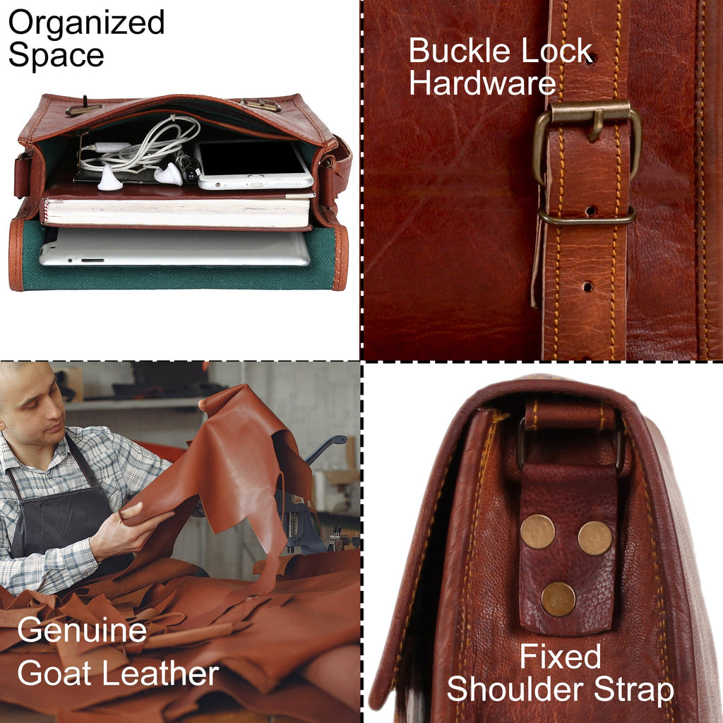 Zeus 11" Leather Crossbody iPad Messenger Bag
