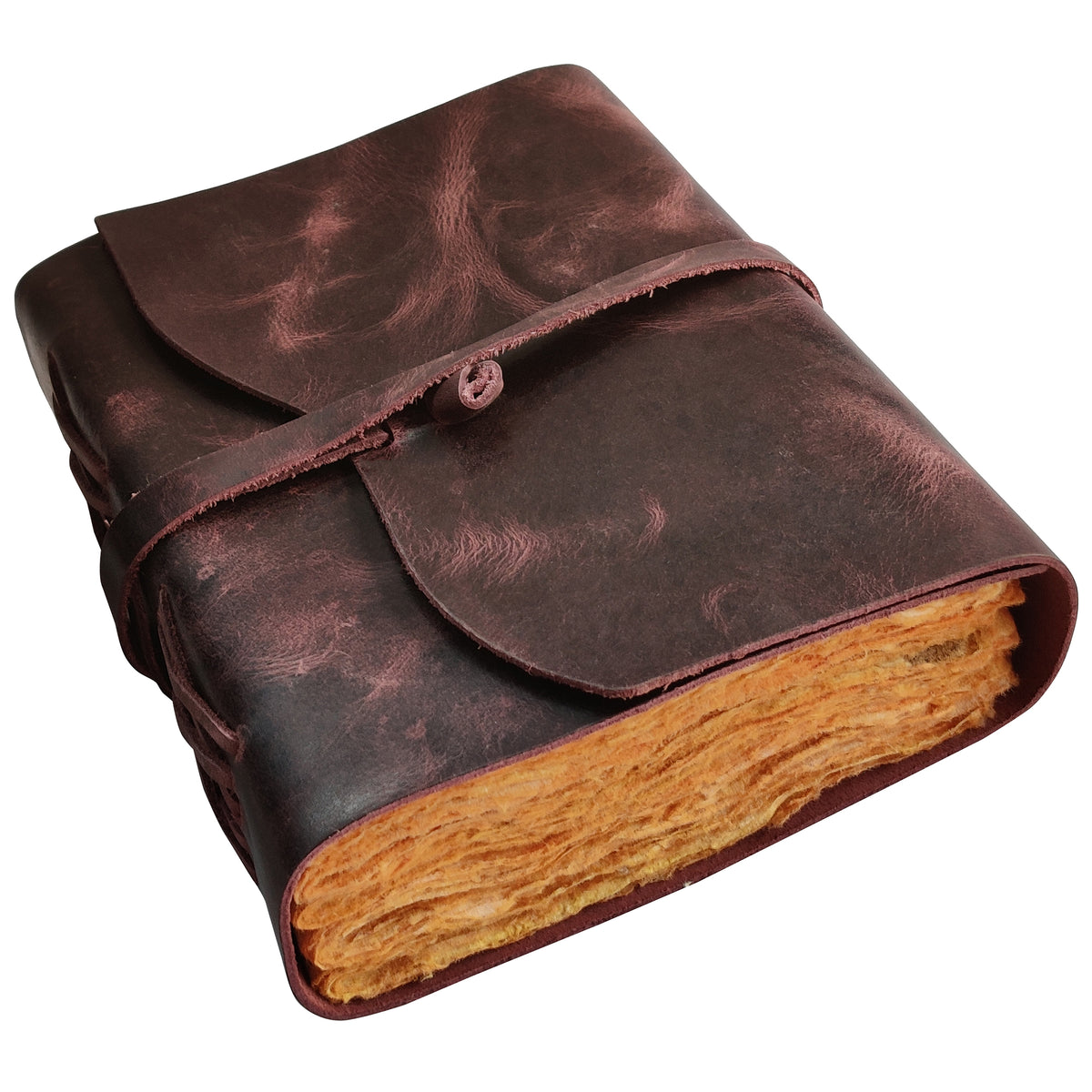 LEATHER BOUND JOURNAL WITH ANTIQUE DECKLE EDGE PAPER FOR MEN WOMEN (MAUVE)