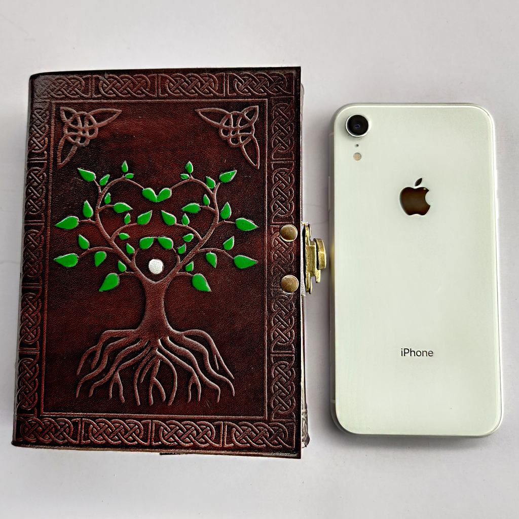 Hand Painted Sacred Tree of Life Leather Journal