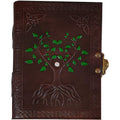 Hand Painted Sacred Tree of Life Leather Journal Travel Diary Notebook