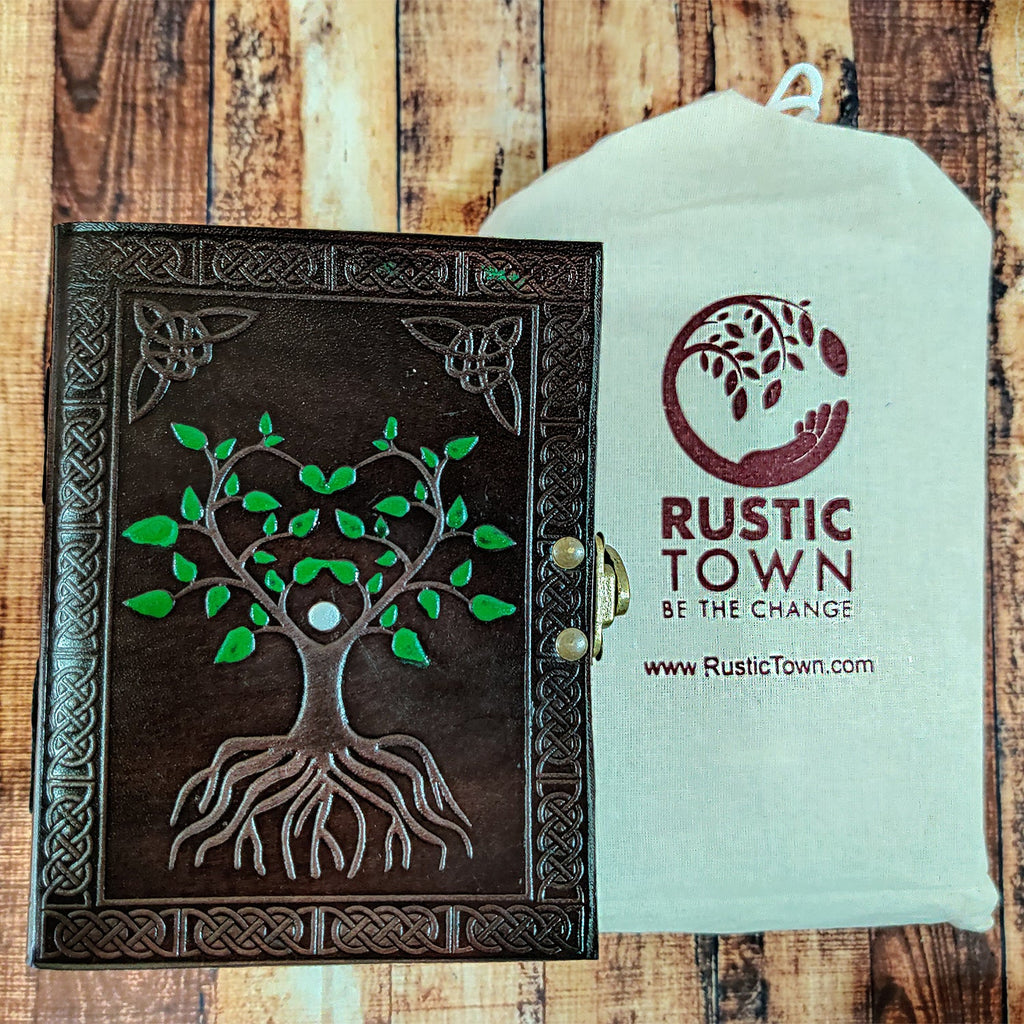 Hand Painted Sacred Tree of Life Leather Journal