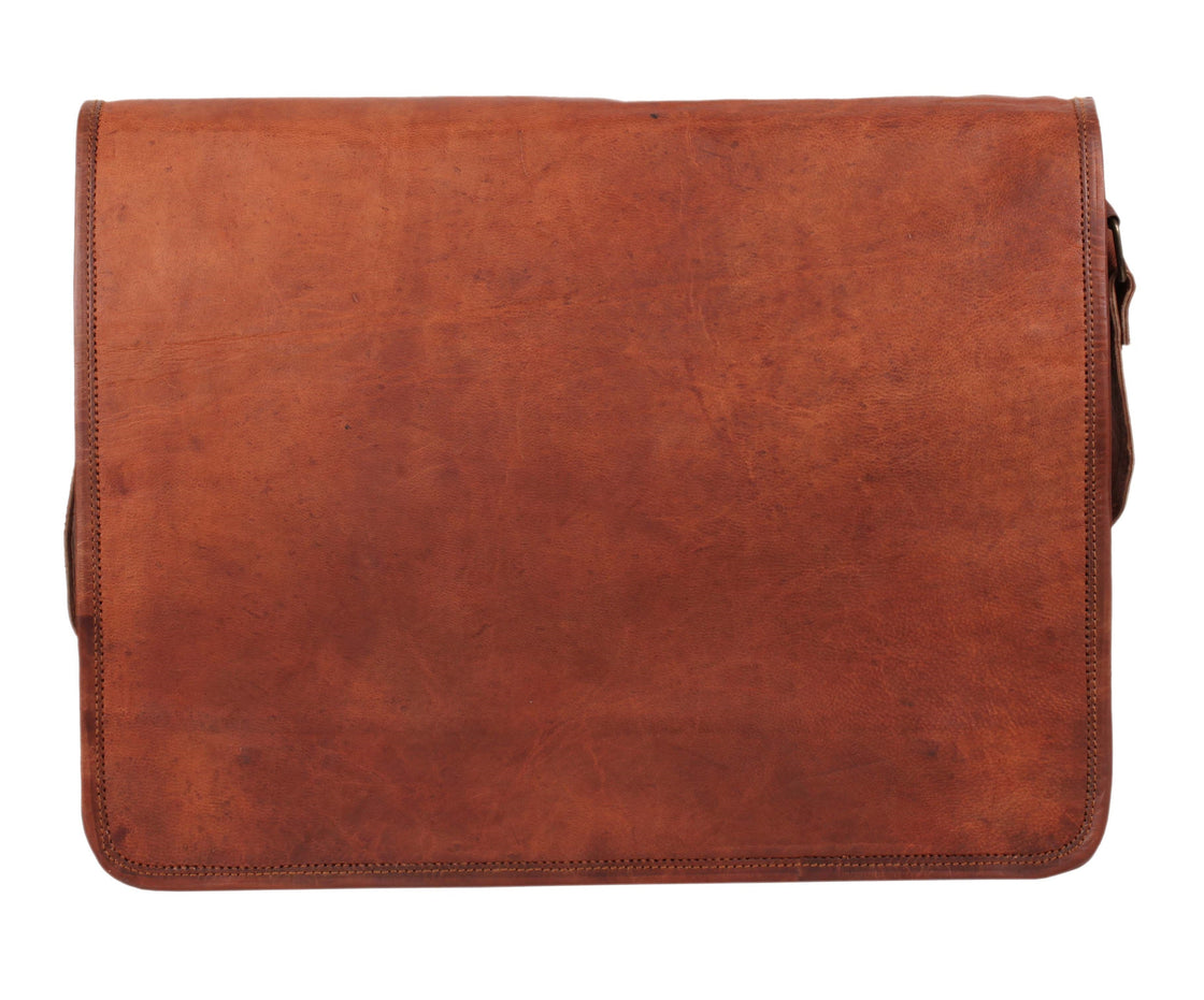 Artisian Leather Messenger Bag Crossbody Laptop Satchel (14 inch)