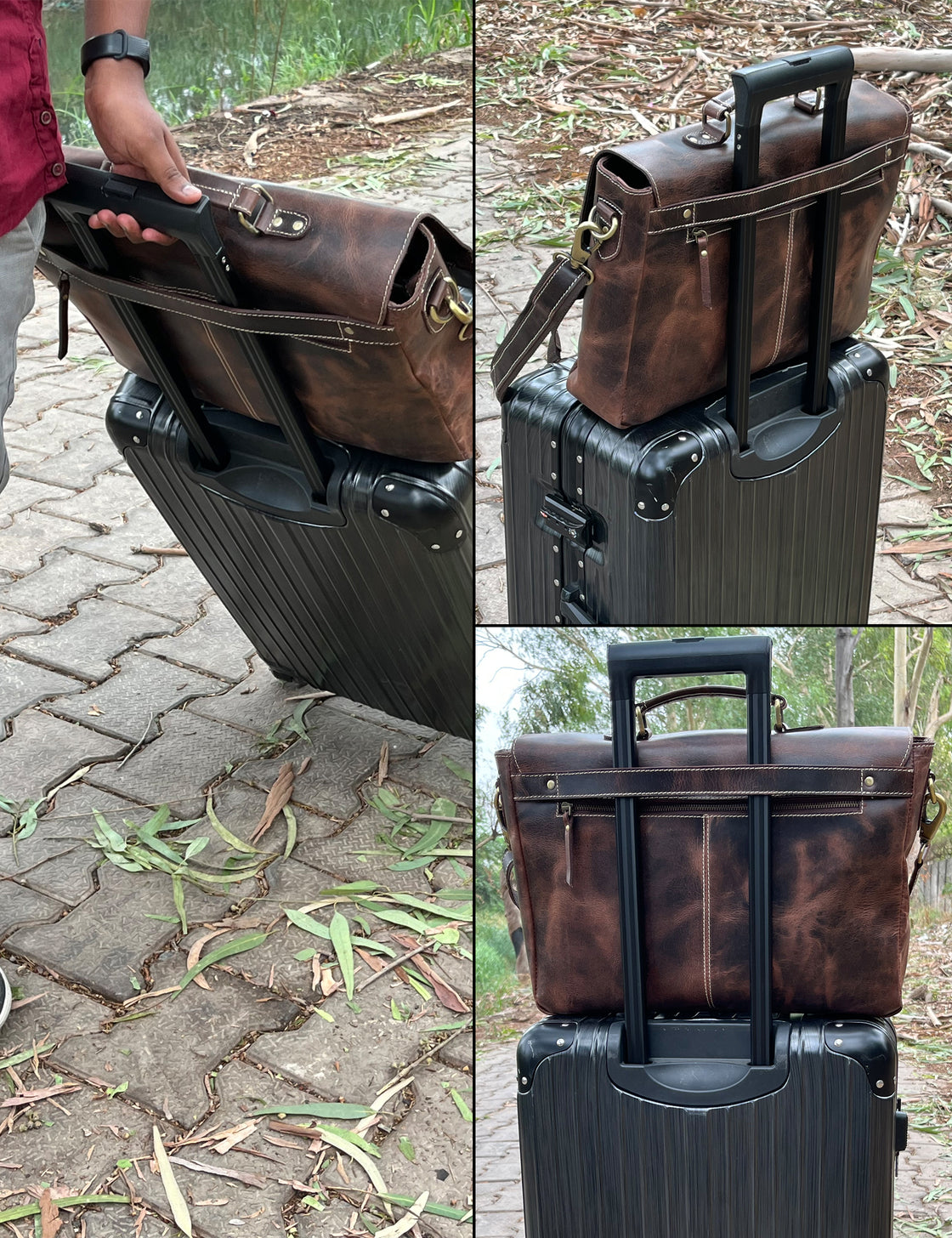 Predator 16" Leather Satchel Laptop Briefcase Bag (Mulberry)