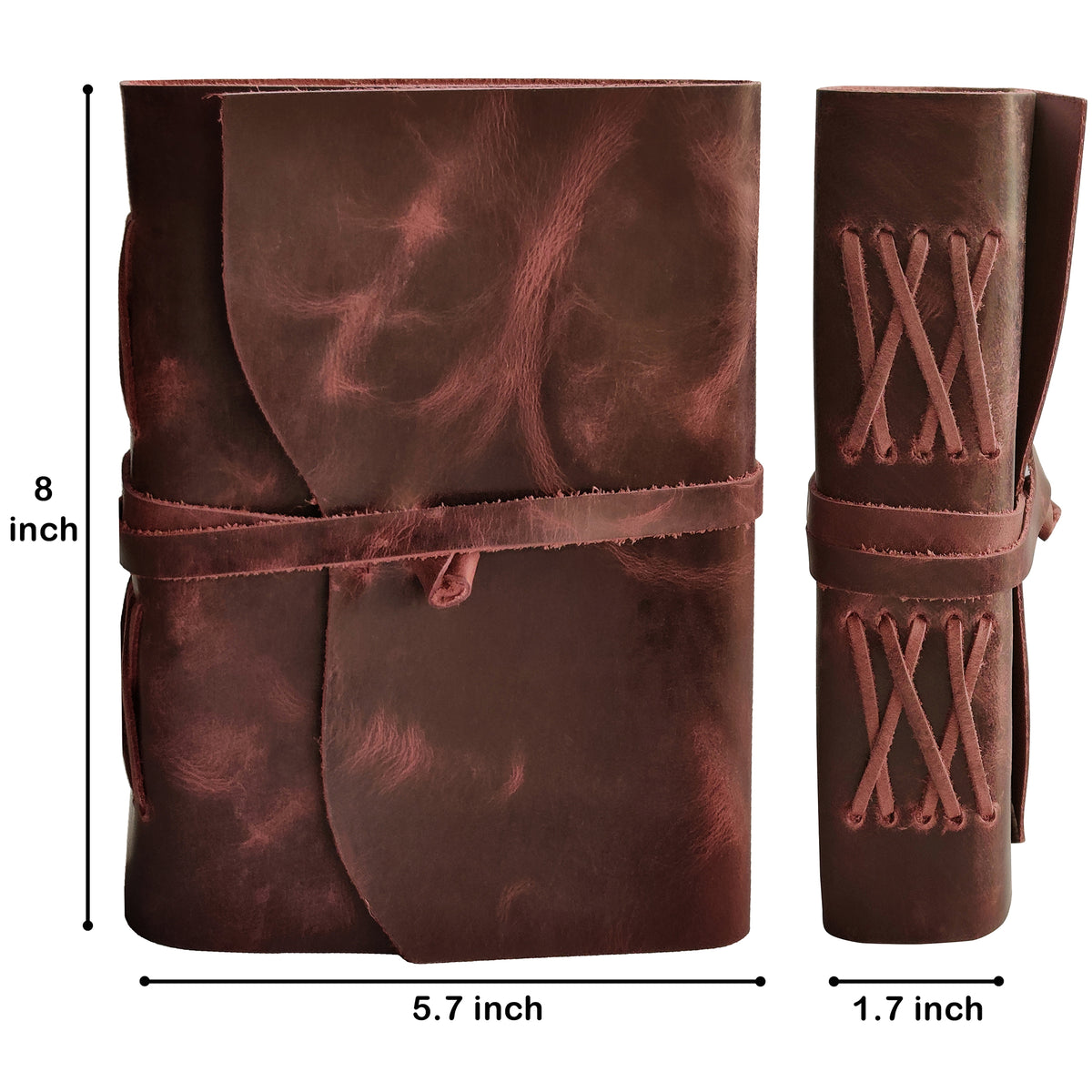 LEATHER BOUND JOURNAL WITH ANTIQUE DECKLE EDGE PAPER FOR MEN WOMEN (MAUVE)