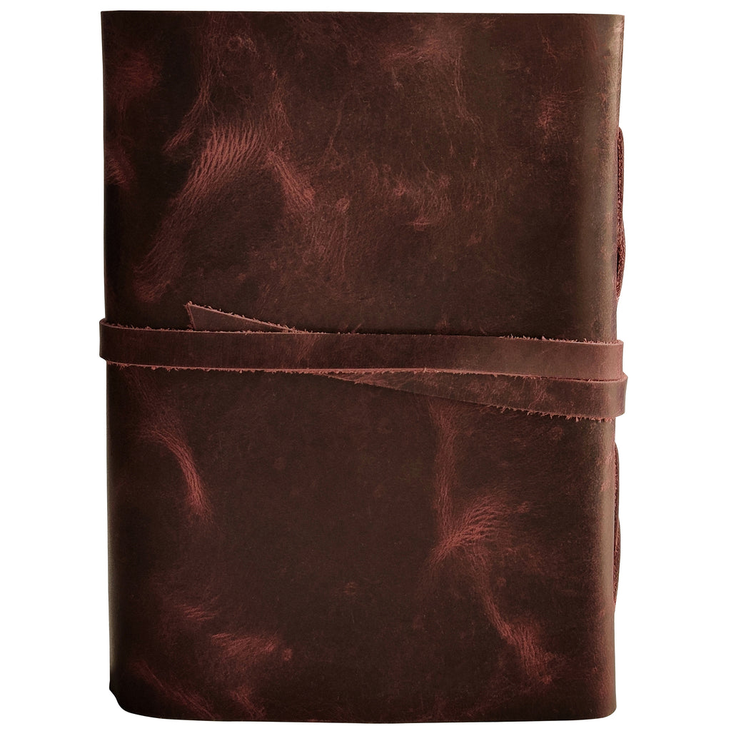 LEATHER BOUND JOURNAL WITH ANTIQUE DECKLE EDGE PAPER FOR MEN WOMEN (MAUVE)