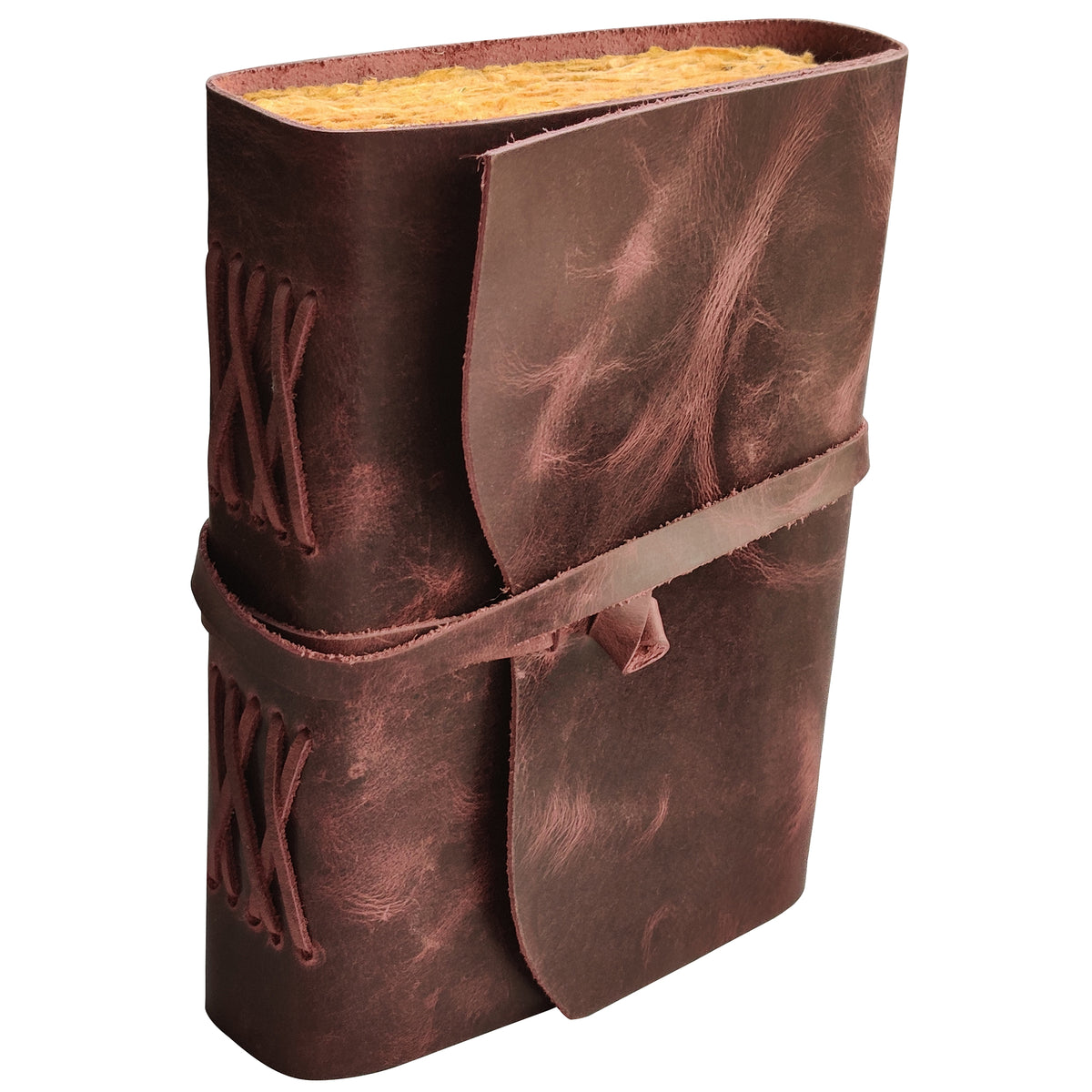 LEATHER BOUND JOURNAL WITH ANTIQUE DECKLE EDGE PAPER FOR MEN WOMEN (MAUVE)