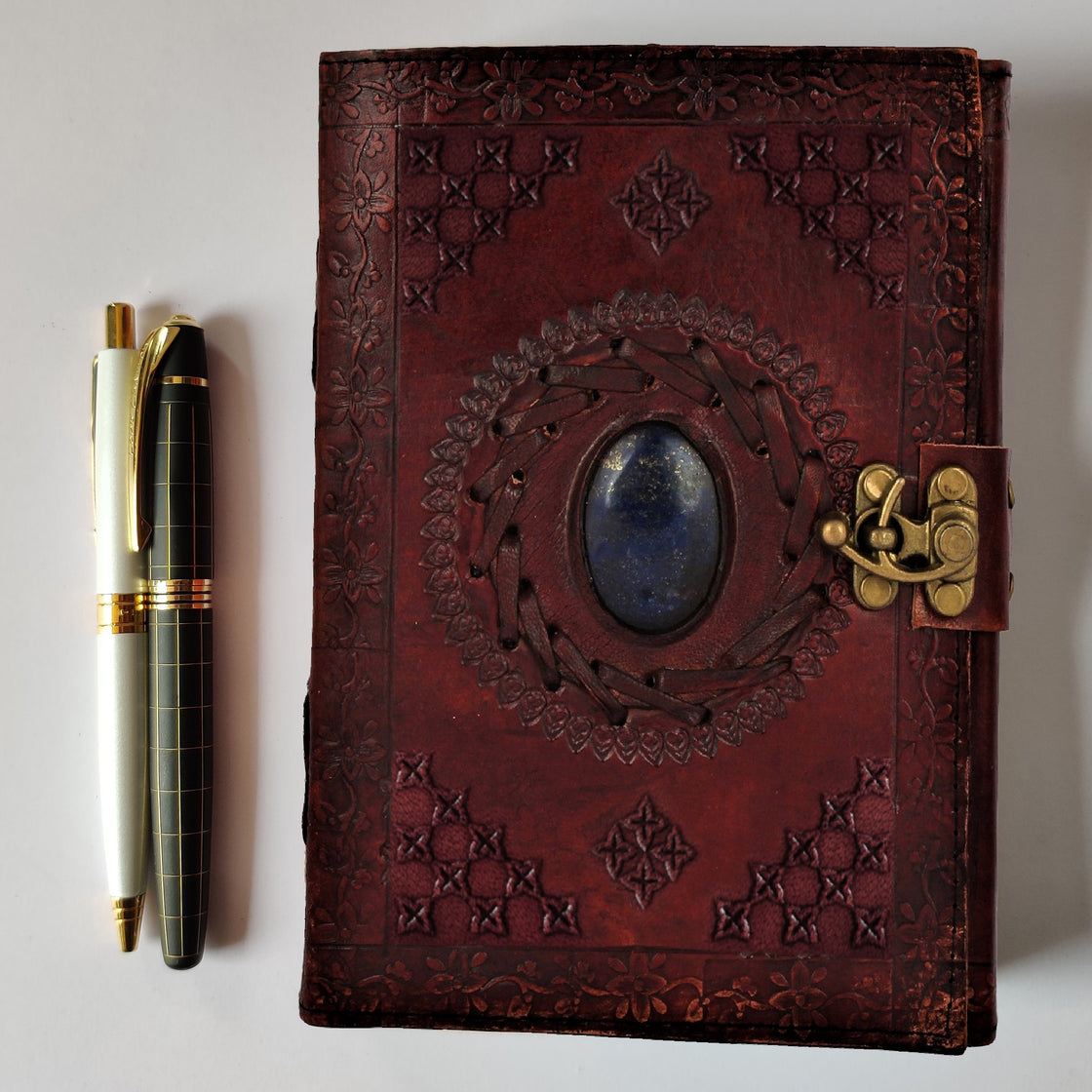 Utopian Leather Journal Lined Notebook with Semi-Precious Stone